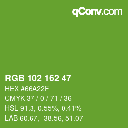 Color code: RGB 102 162 47 | qconv.com