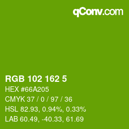 Farbcode: RGB 102 162 5 | qconv.com