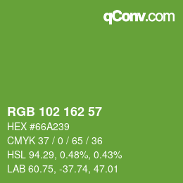 Color code: RGB 102 162 57 | qconv.com