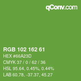 カラーコード: RGB 102 162 61 | qconv.com