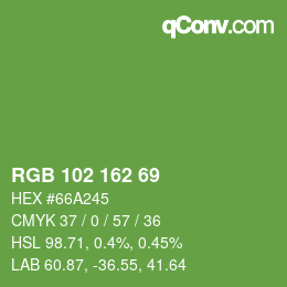 Color code: RGB 102 162 69 | qconv.com