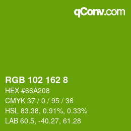 Color code: RGB 102 162 8 | qconv.com