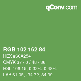 カラーコード: RGB 102 162 84 | qconv.com