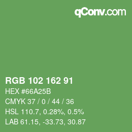 Farbcode: RGB 102 162 91 | qconv.com