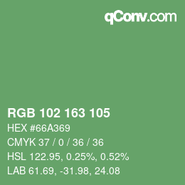 Color code: RGB 102 163 105 | qconv.com