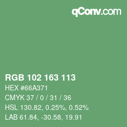 Color code: RGB 102 163 113 | qconv.com