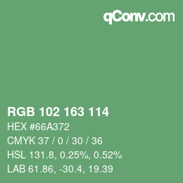 Color code: RGB 102 163 114 | qconv.com