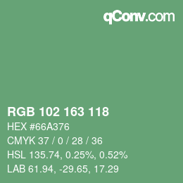 Color code: RGB 102 163 118 | qconv.com