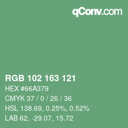 Farbcode: RGB 102 163 121 | qconv.com
