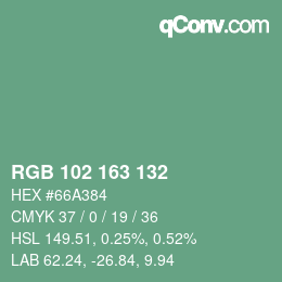 Color code: RGB 102 163 132 | qconv.com