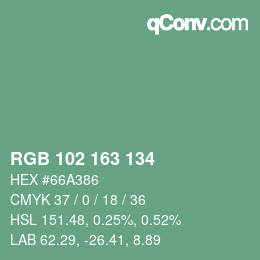 Color code: RGB 102 163 134 | qconv.com