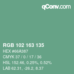 Color code: RGB 102 163 135 | qconv.com