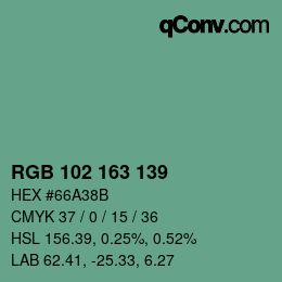 Código de color: RGB 102 163 139 | qconv.com