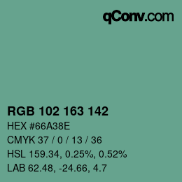 Color code: RGB 102 163 142 | qconv.com