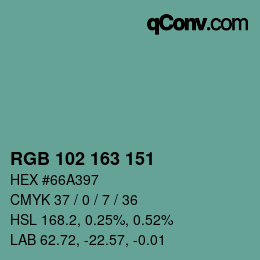 Color code: RGB 102 163 151 | qconv.com