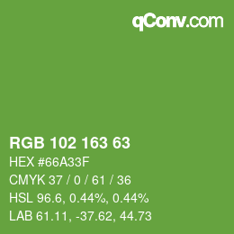 Color code: RGB 102 163 63 | qconv.com