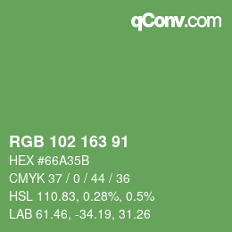 Color code: RGB 102 163 91 | qconv.com