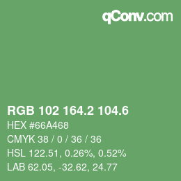 カラーコード: RGB 102 164.2 104.6 | qconv.com