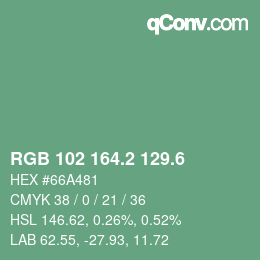 カラーコード: RGB 102 164.2 129.6 | qconv.com