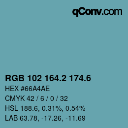 カラーコード: RGB 102 164.2 174.6 | qconv.com