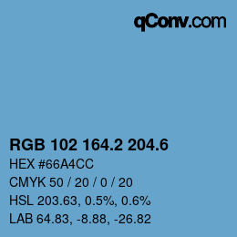 カラーコード: RGB 102 164.2 204.6 | qconv.com