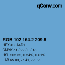 カラーコード: RGB 102 164.2 209.6 | qconv.com