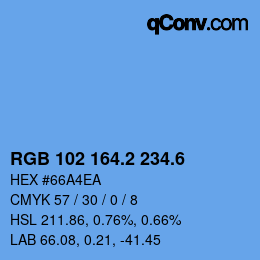 カラーコード: RGB 102 164.2 234.6 | qconv.com