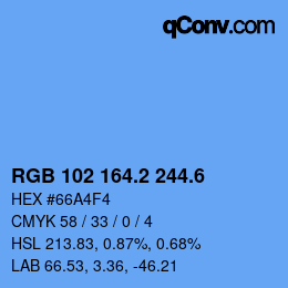 カラーコード: RGB 102 164.2 244.6 | qconv.com