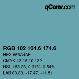カラーコード: RGB 102 164.6 174.6 | qconv.com