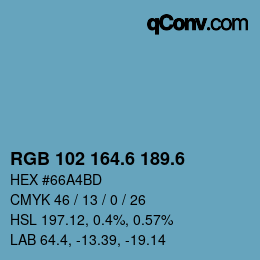 カラーコード: RGB 102 164.6 189.6 | qconv.com