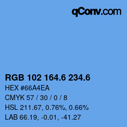 カラーコード: RGB 102 164.6 234.6 | qconv.com