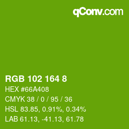 Color code: RGB 102 164 8 | qconv.com