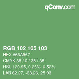 Color code: RGB 102 165 103 | qconv.com