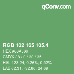 カラーコード: RGB 102 165 105.4 | qconv.com