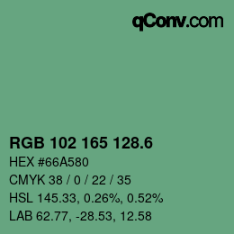 カラーコード: RGB 102 165 128.6 | qconv.com