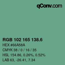 カラーコード: RGB 102 165 138.6 | qconv.com