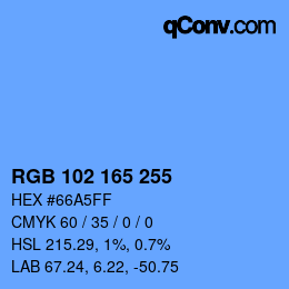 Color code: RGB 102 165 255 | qconv.com
