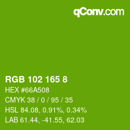 Farbcode: RGB 102 165 8 | qconv.com