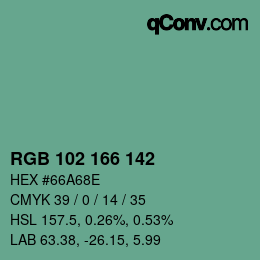 Color code: RGB 102 166 142 | qconv.com