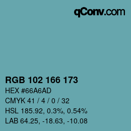 Color code: RGB 102 166 173 | qconv.com