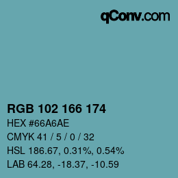 Color code: RGB 102 166 174 | qconv.com