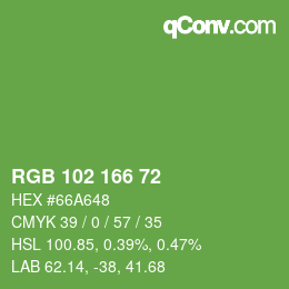 Color code: RGB 102 166 72 | qconv.com
