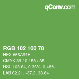 Color code: RGB 102 166 78 | qconv.com