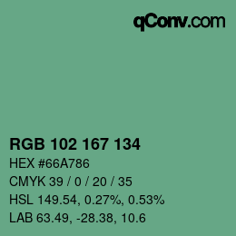 Color code: RGB 102 167 134 | qconv.com