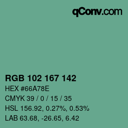 Color code: RGB 102 167 142 | qconv.com
