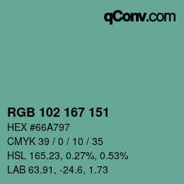 Color code: RGB 102 167 151 | qconv.com