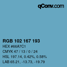 Code couleur: RGB 102 167 193 | qconv.com
