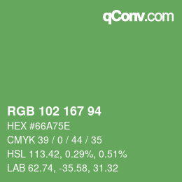 Color code: RGB 102 167 94 | qconv.com