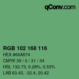 Color code: RGB 102 168 116 | qconv.com