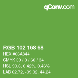 Code couleur: RGB 102 168 68 | qconv.com